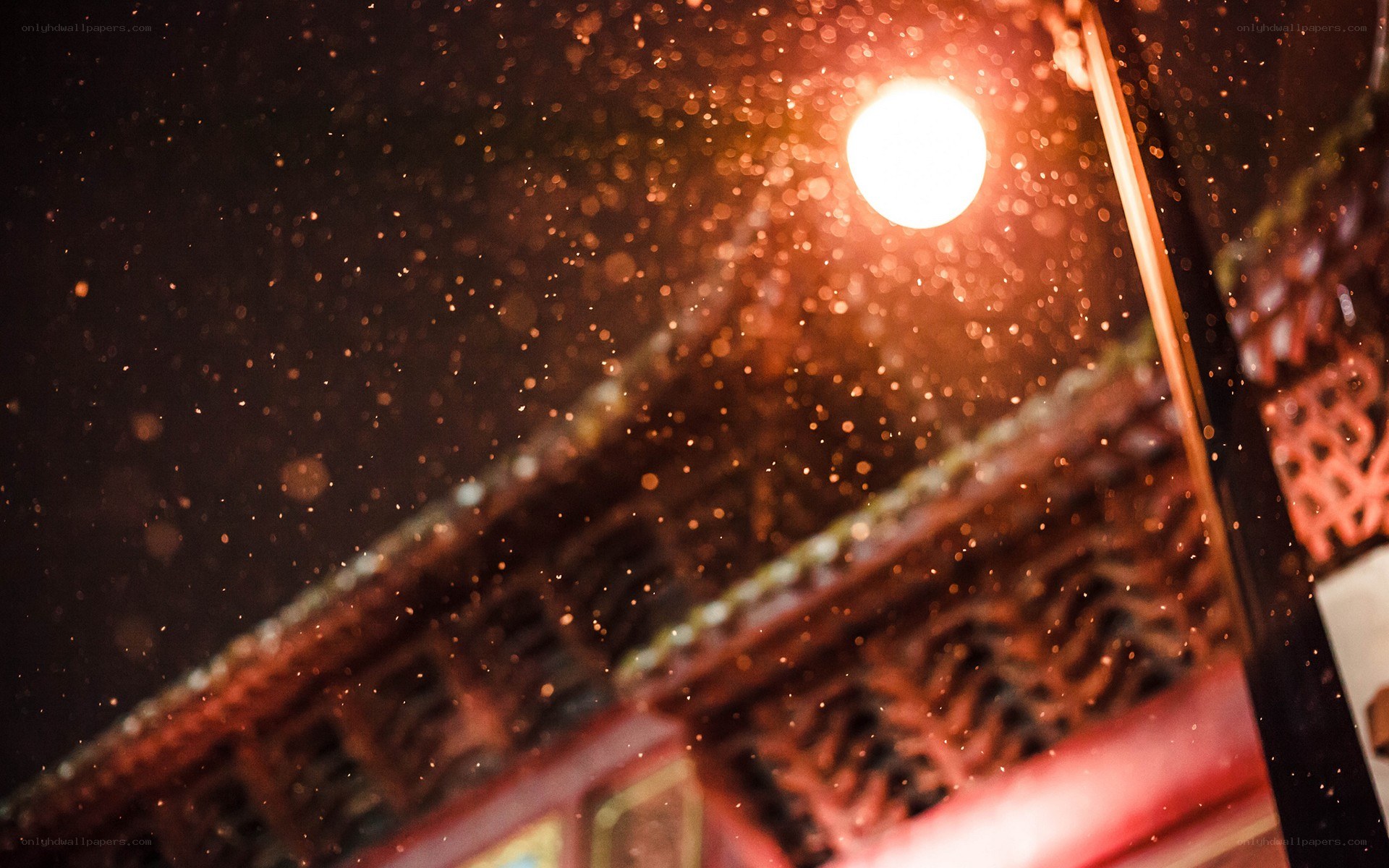 snowy night at a temple