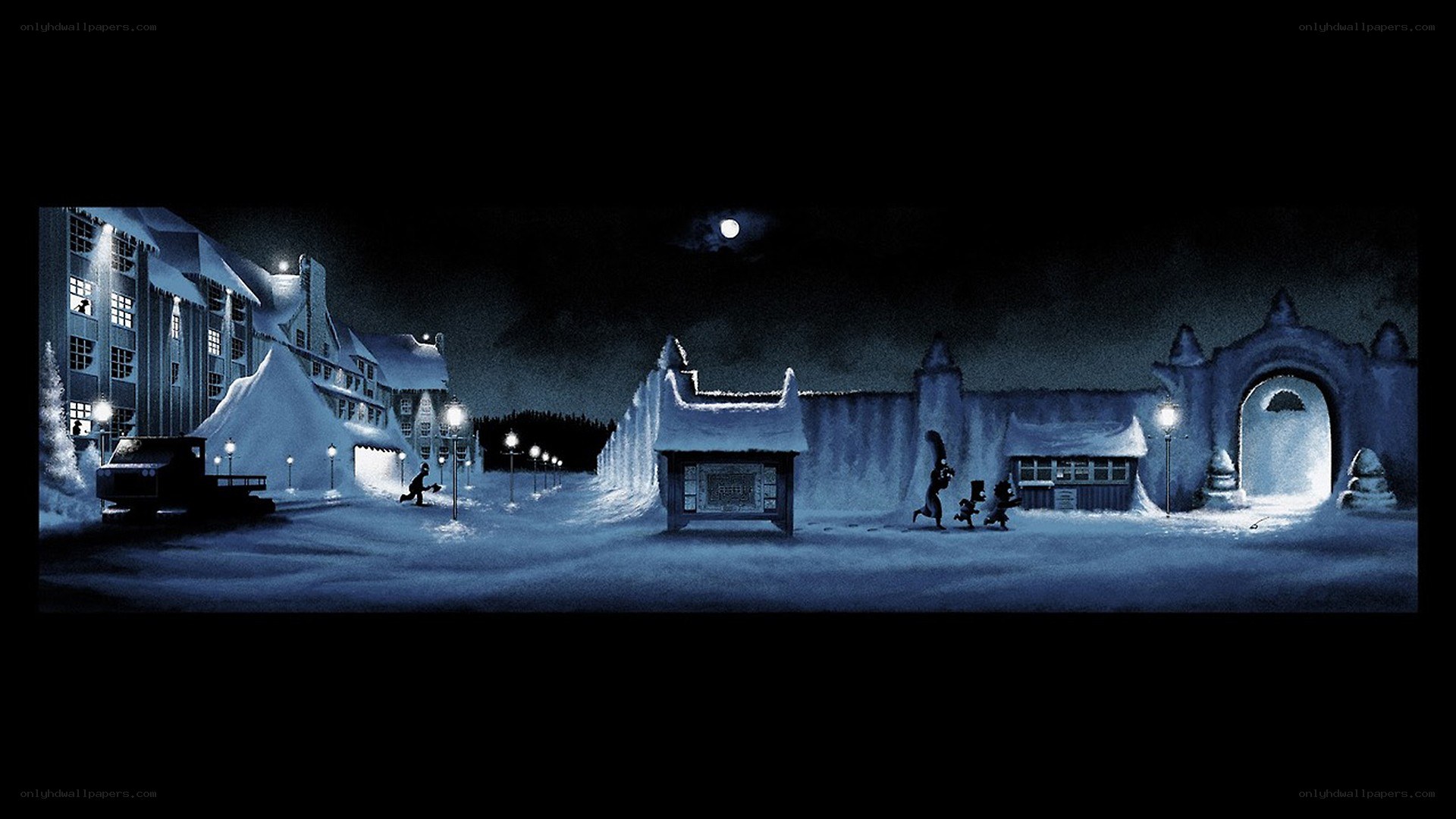 Snowy night at the lodge
