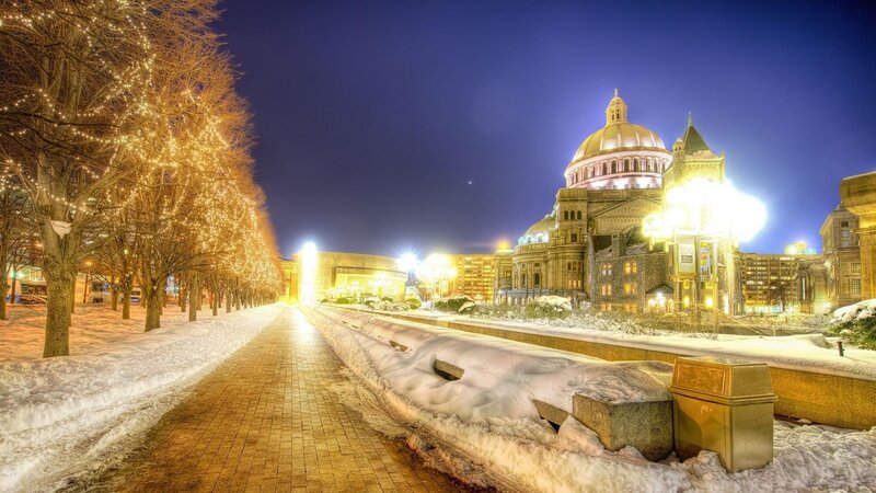 snowy night at the state house