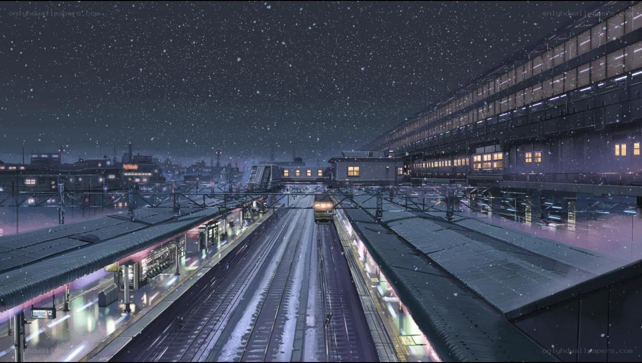 Snowy Night at the Train Station