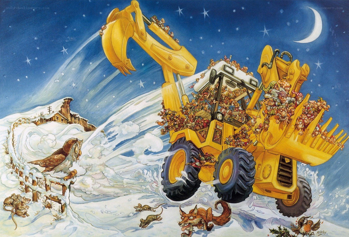 Snowy Night Construction Chaos