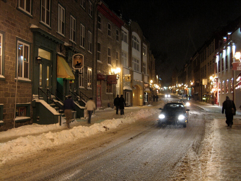 Snowy night in Old Quebec City