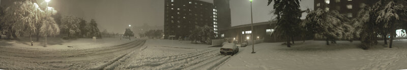 snowy night in the city