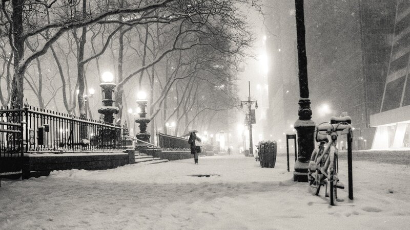 Snowy night in the city