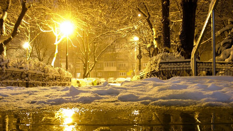 Snowy night in the park