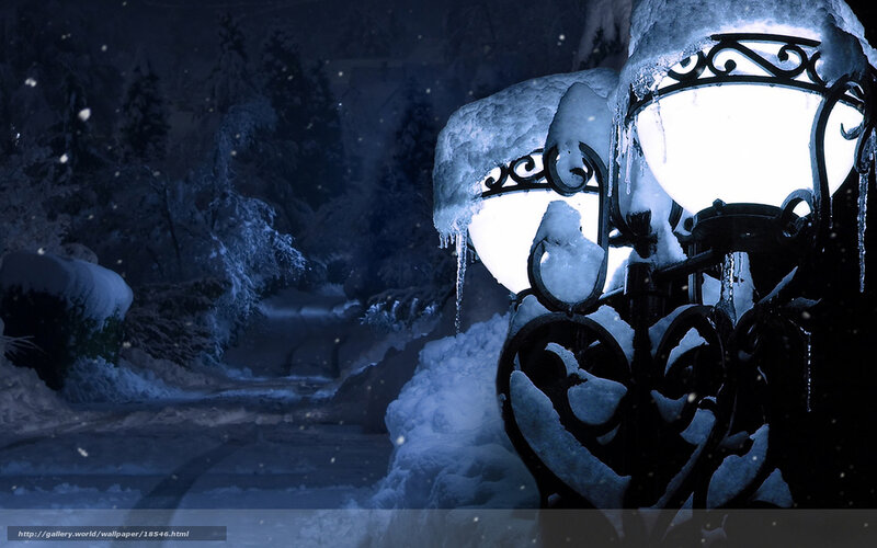 Snowy Night Lamp Post