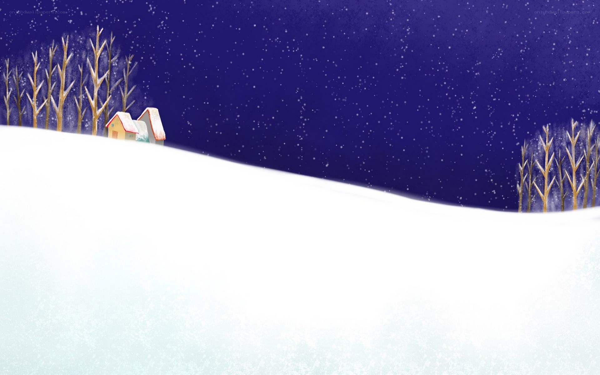Snowy night landscape