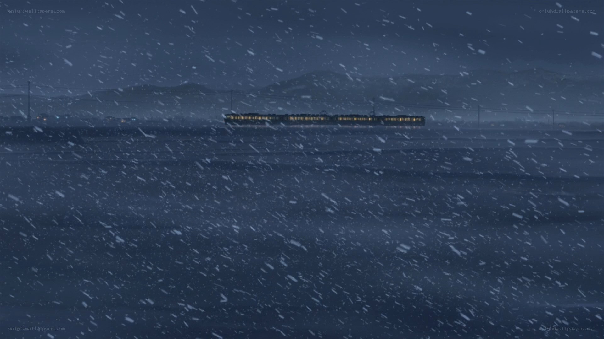 snowy night train journey