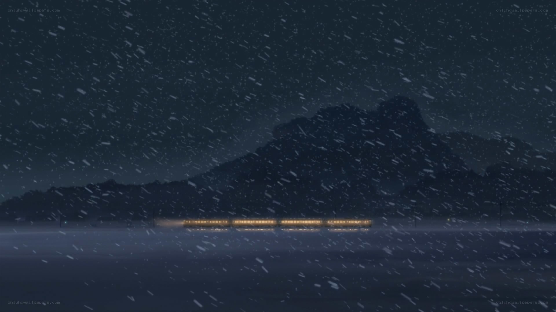 snowy night train journey