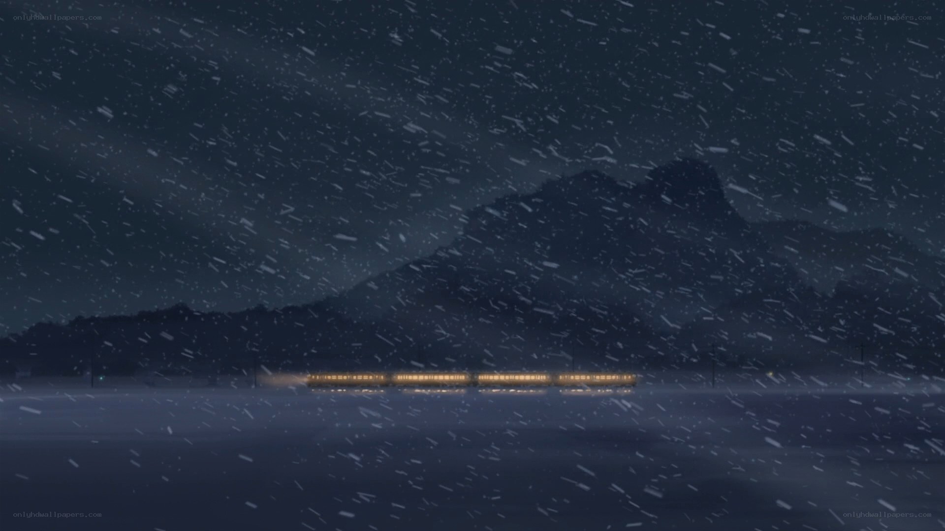 snowy night train journey