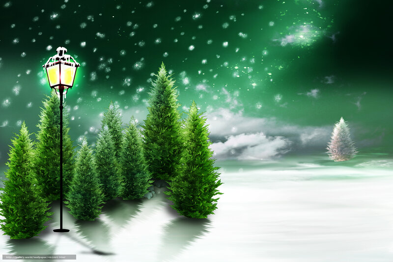 snowy night with lantern