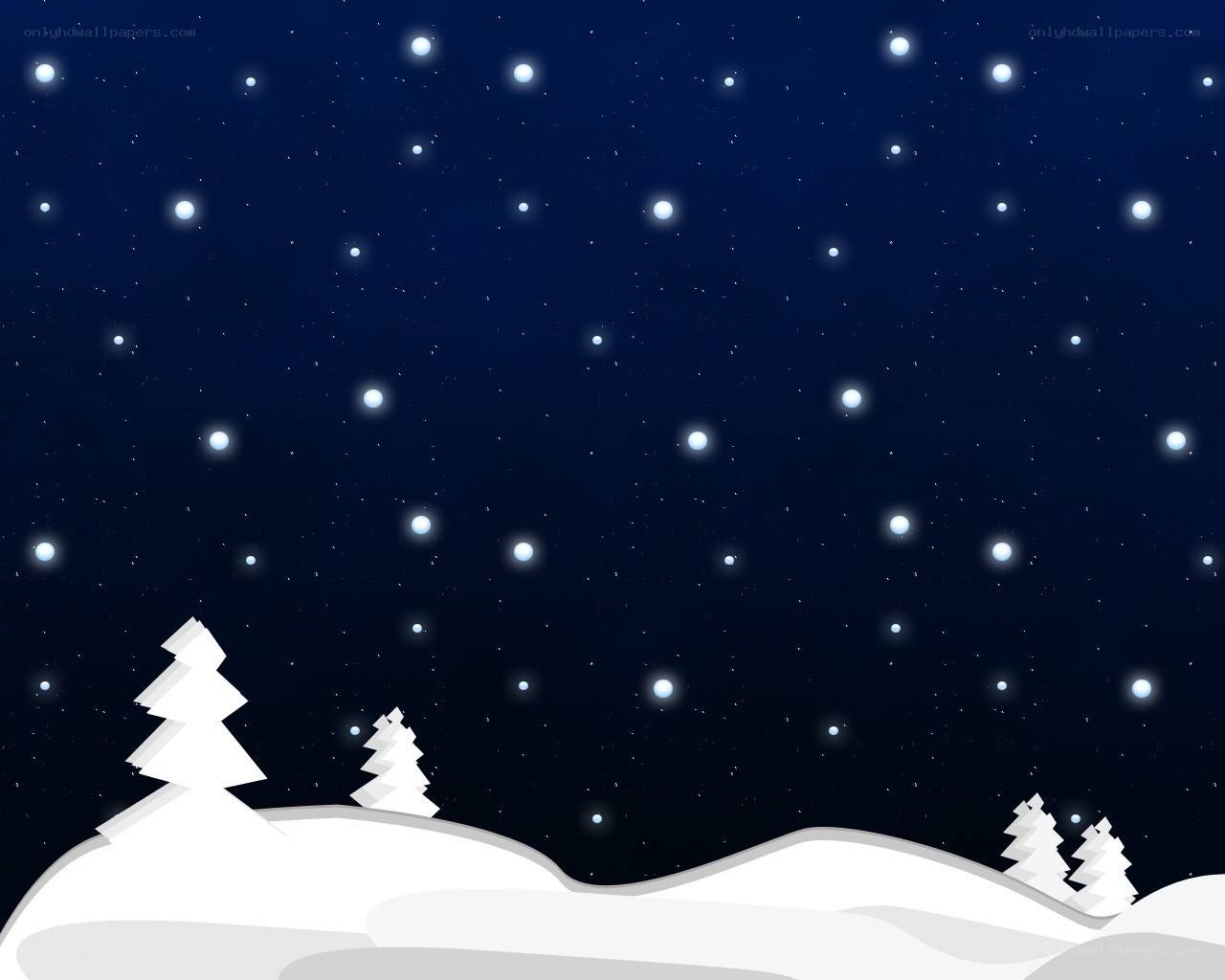 snowy night with stars