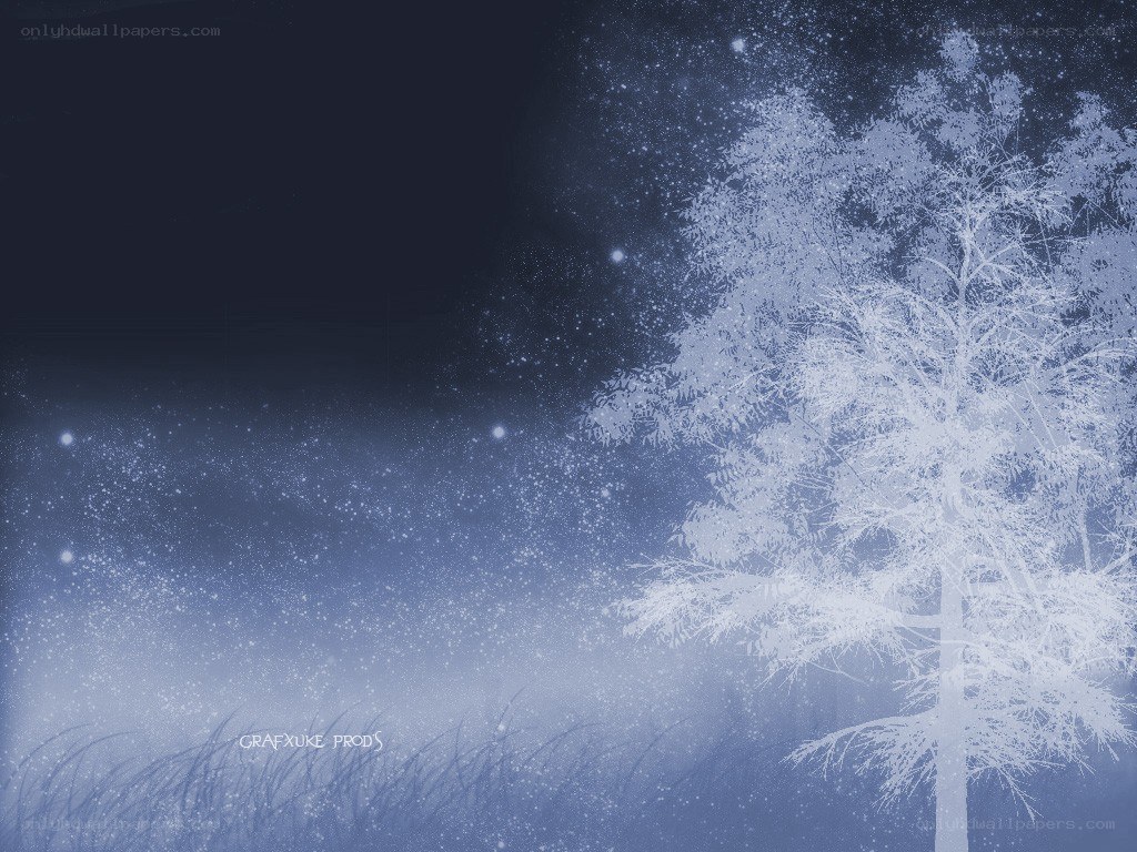 snowy night with tree
