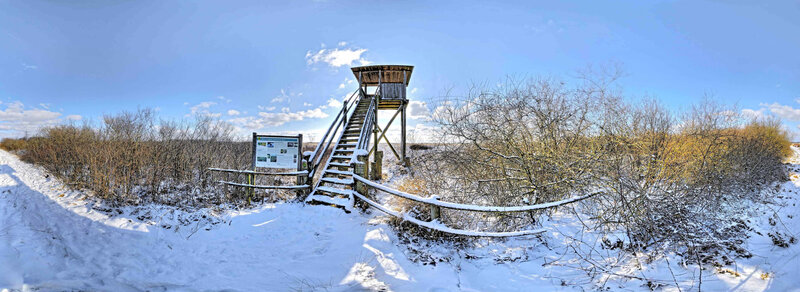 Snowy observation tower in winter