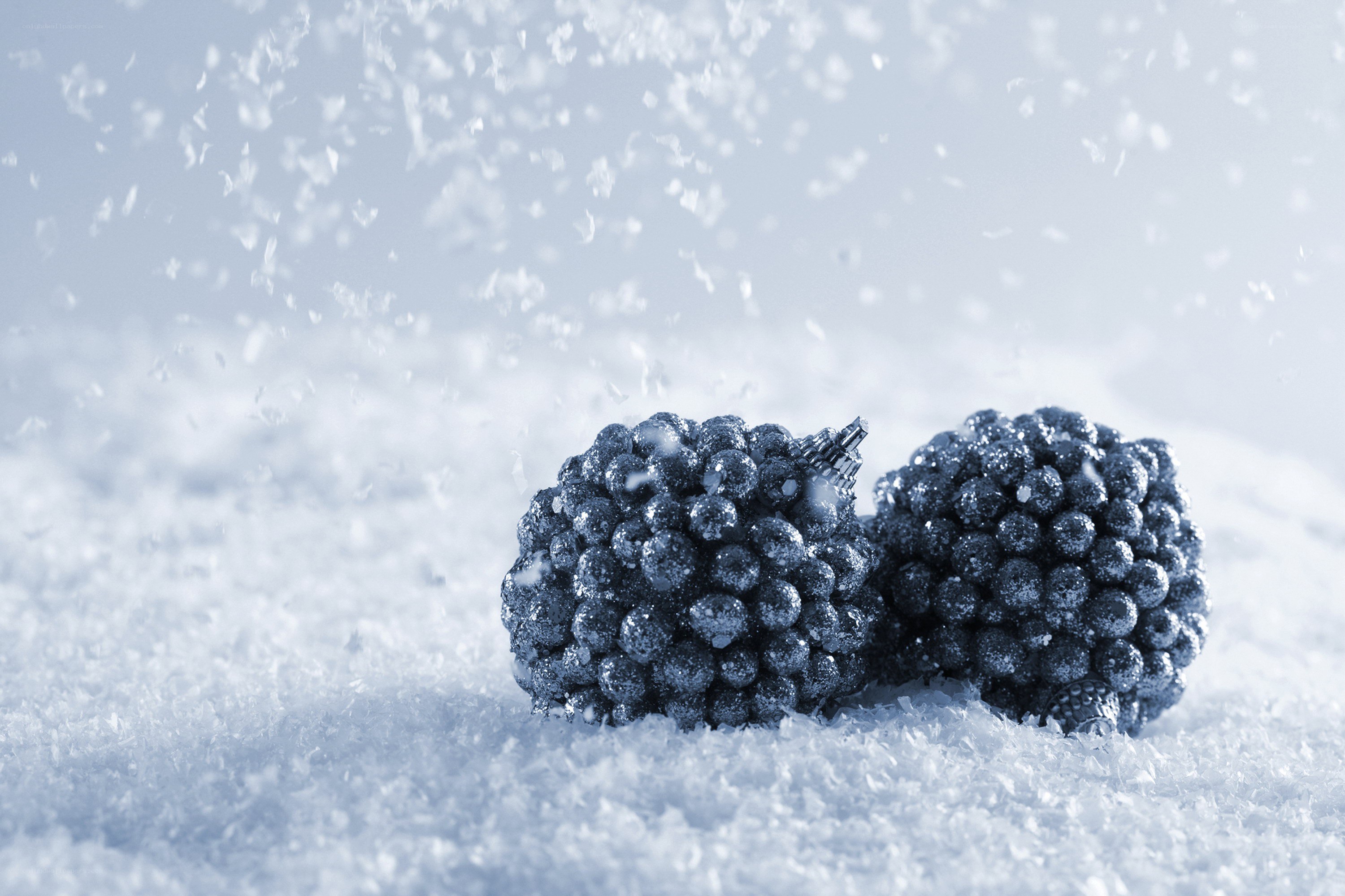 Snowy ornaments in winter