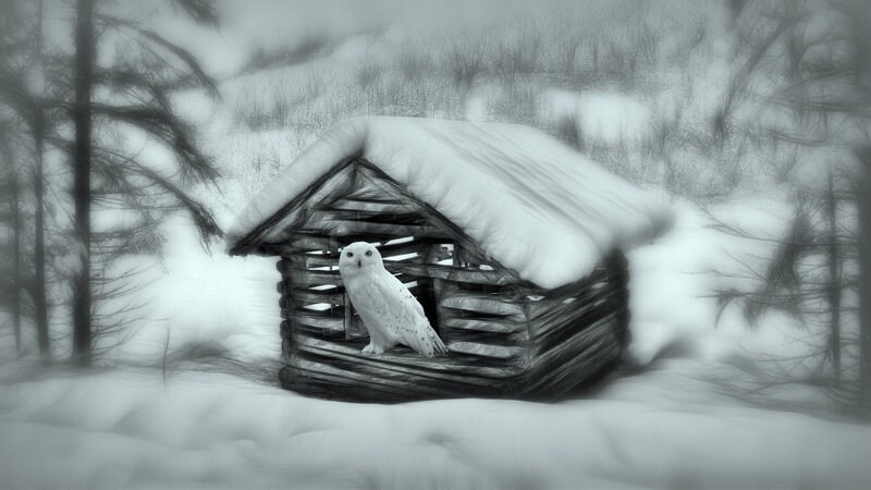 Snowy Owl in Hut