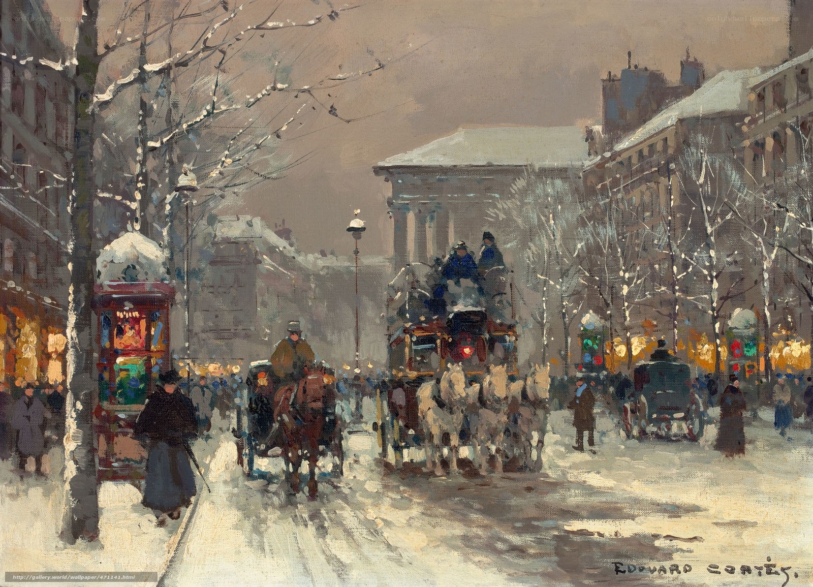 Snowy Paris Street Scene