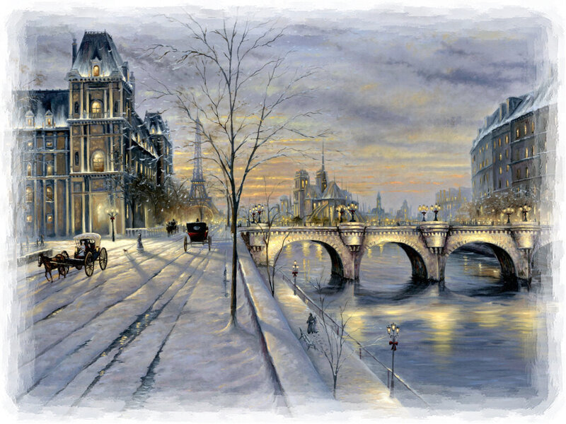 Snowy Paris Street