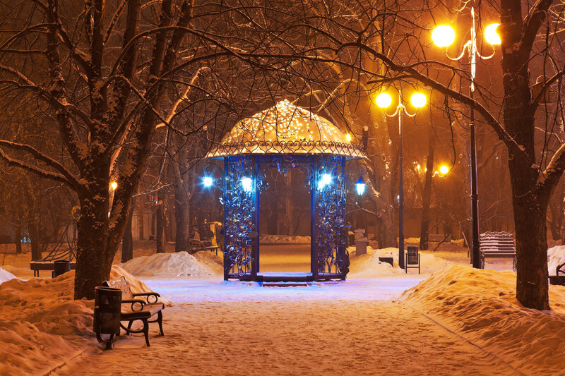Snowy Park Gazebo — Orange