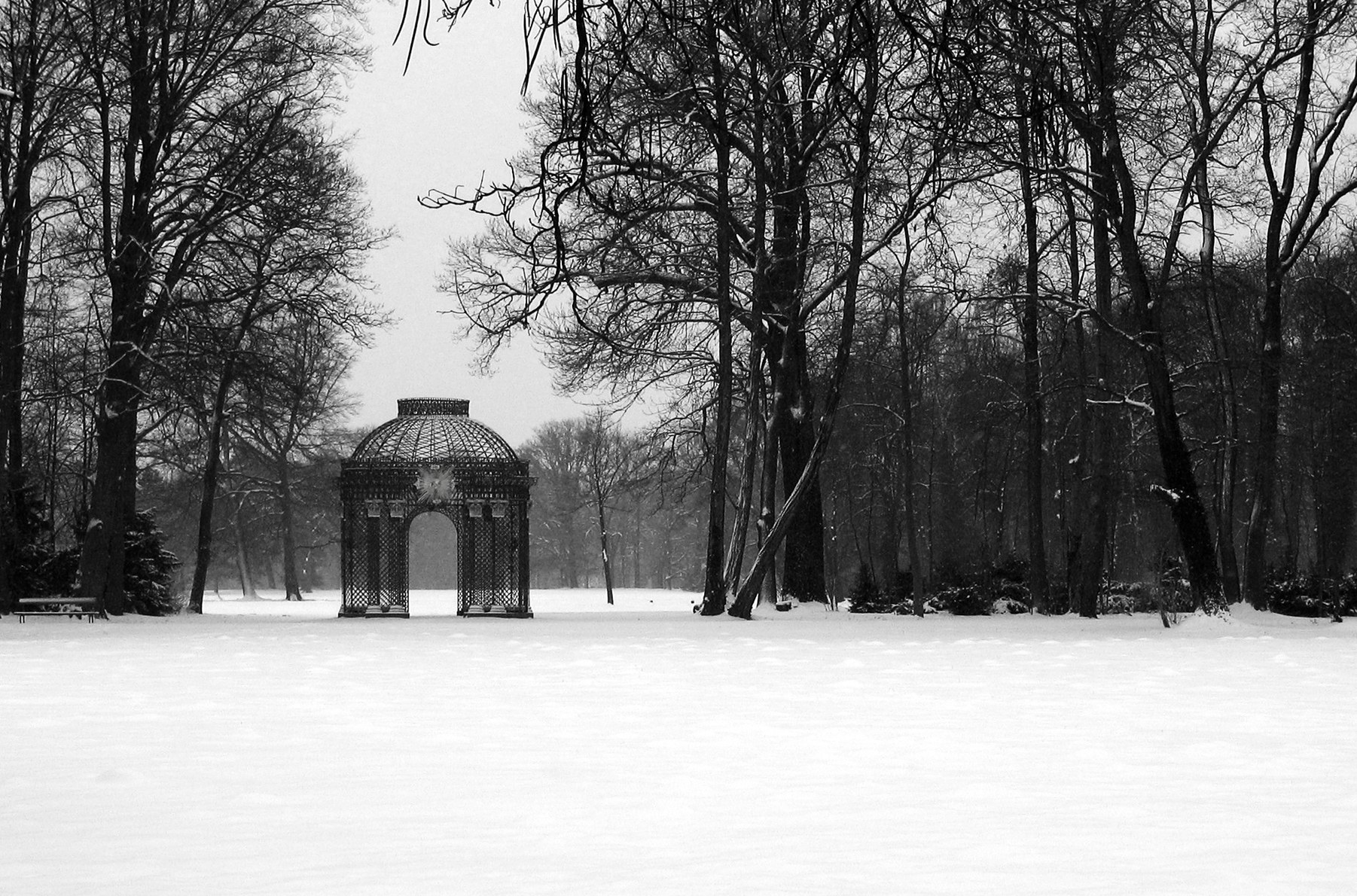 Snowy park gazebo