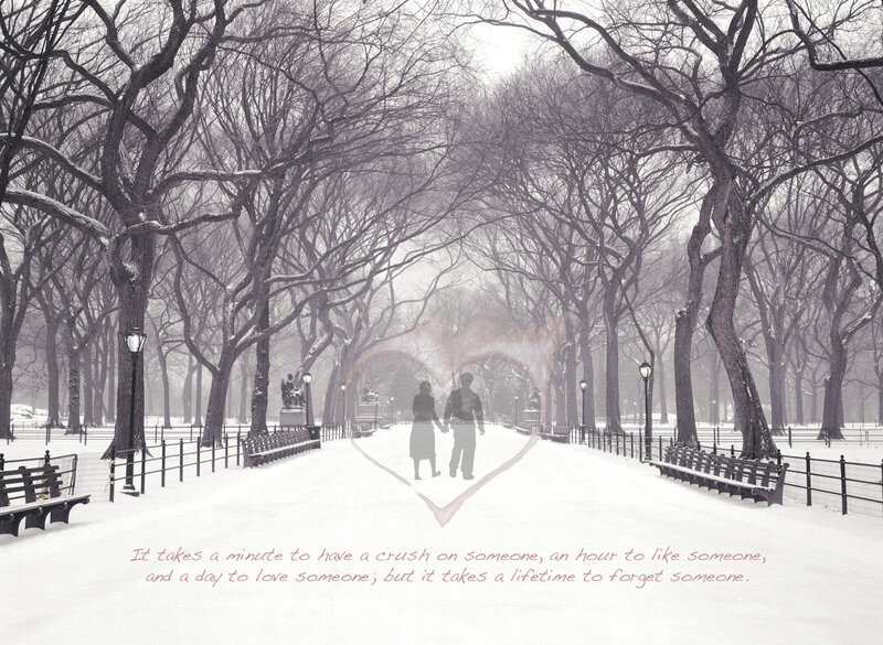 Snowy Park Heart Path