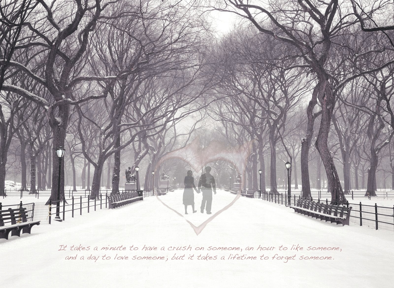 Snowy Park Heart Path