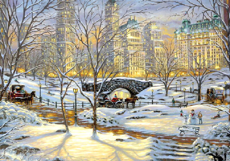 Snowy Park Scene — White, Peaceful, Winter