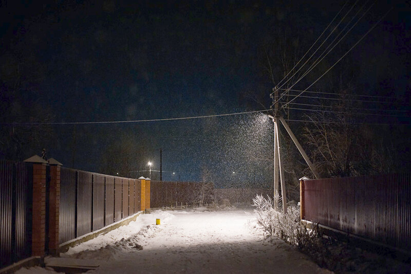 Snowy Path at Night — Black