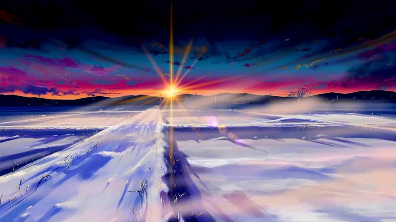 Snowy Path at Sunset — Purple, Dramatic