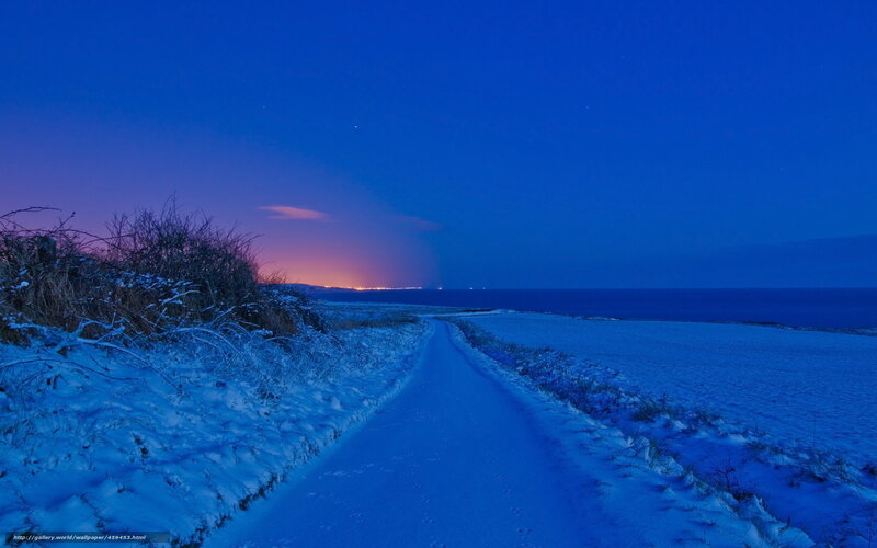 Snowy path at twilight