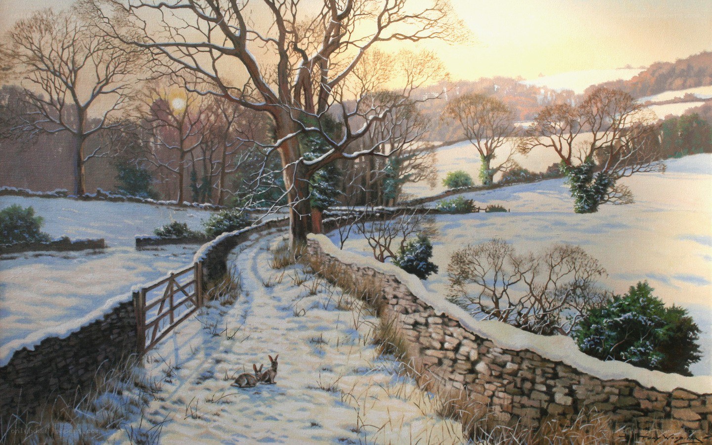Snowy Path in Winter Landscape