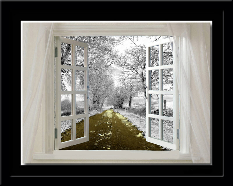 Snowy Path Through Window