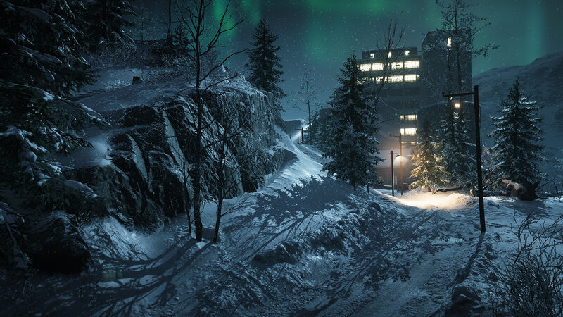 Snowy Path to Building
