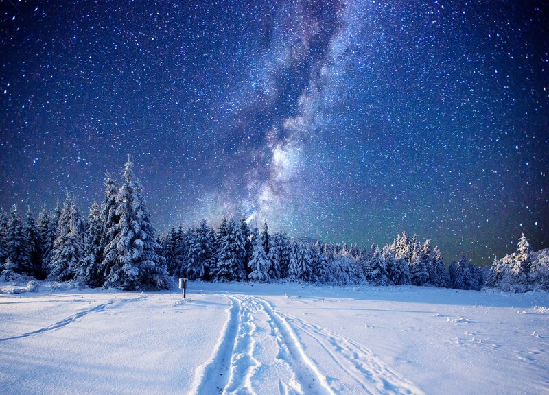 Snowy Path under Stars