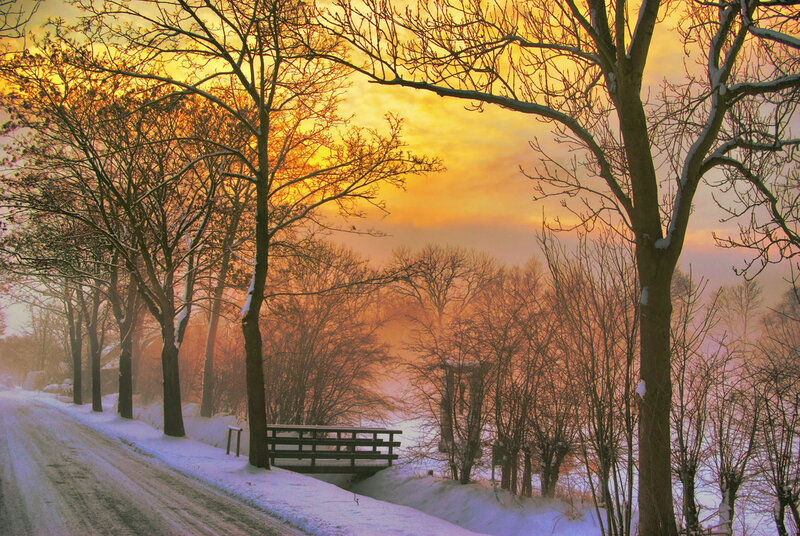 Snowy Path with Bridge