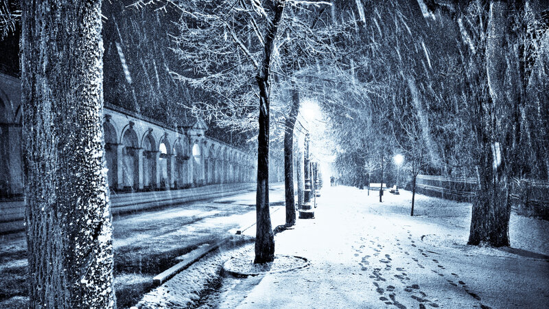 Snowy Path with Footprints