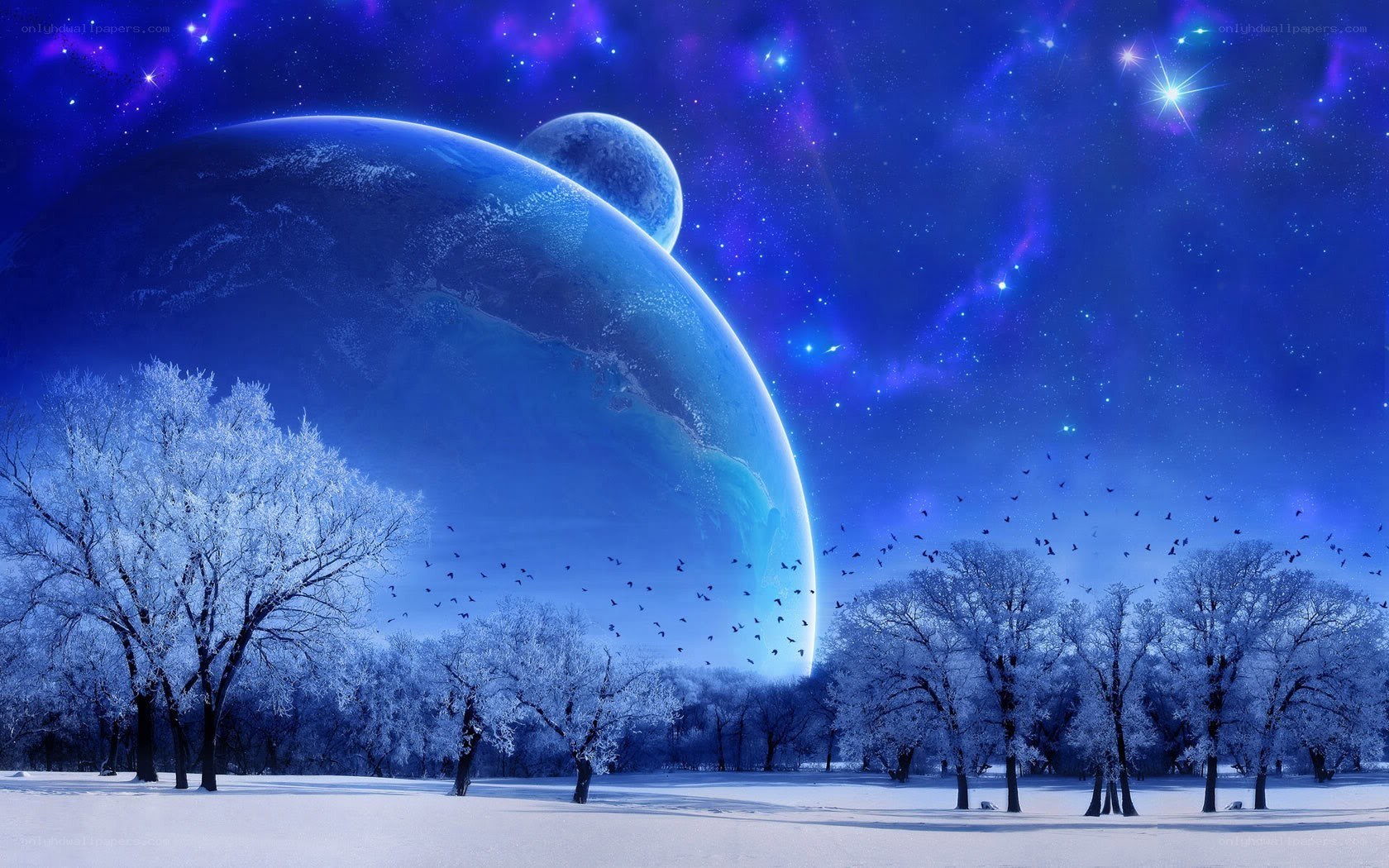 Snowy planet landscape