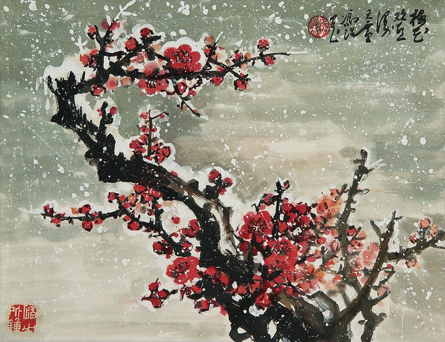 Snowy Plum Blossoms Painting