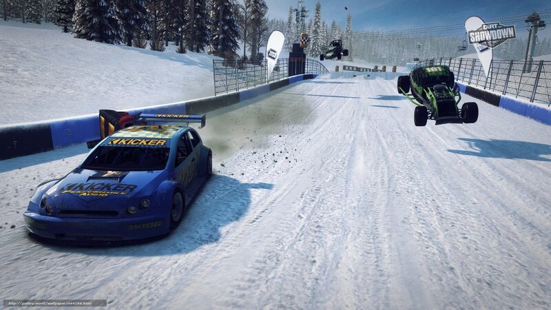 Snowy racing cars in action
