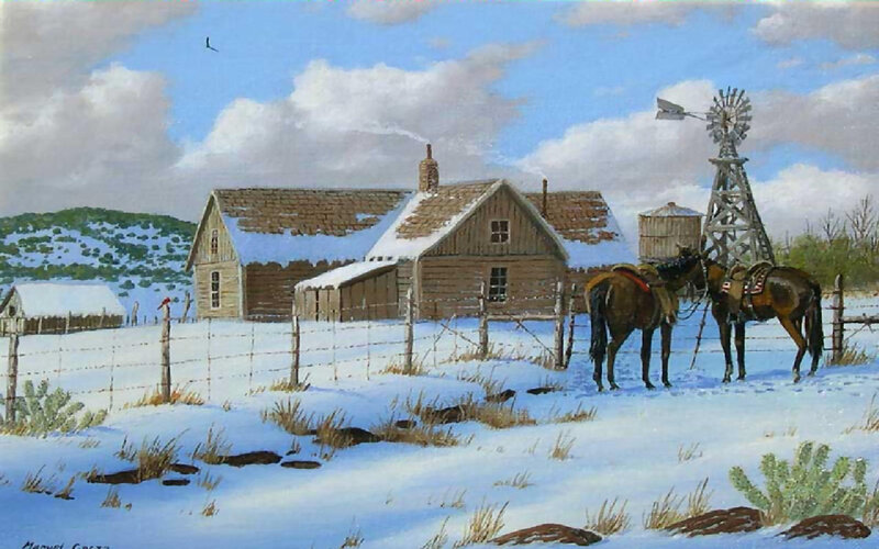 Snowy Ranch Scene