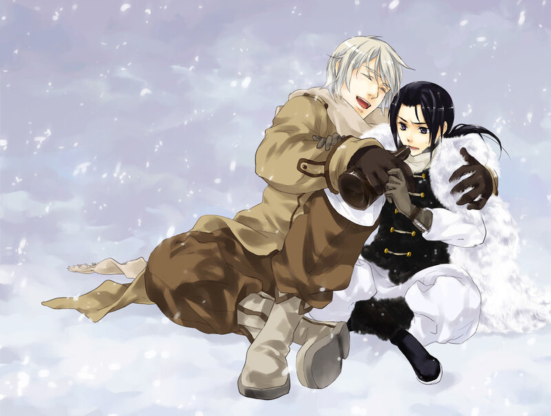 Snowy rescue scene