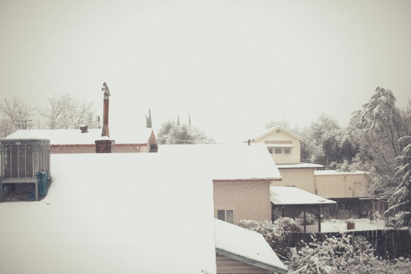 Snowy residential neighborhood