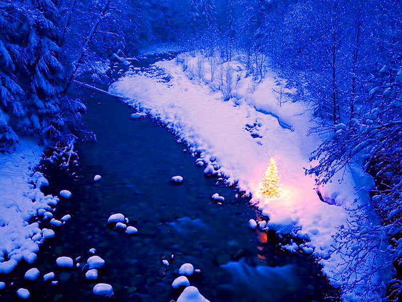 Snowy River at Night — Blue