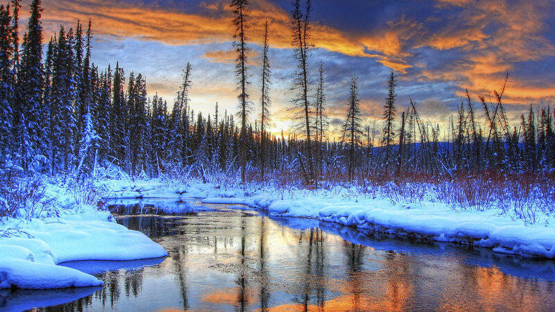 Snowy River at Sunset — Blue, Dramatic