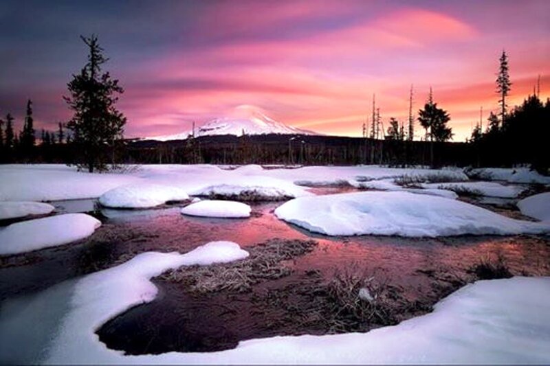 Snowy River at Sunset — Pink, Serene