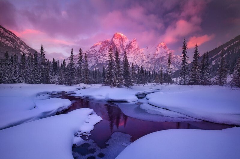 Snowy River at Sunset — Purple, Serene