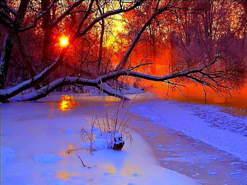 Snowy River at Sunset — Red