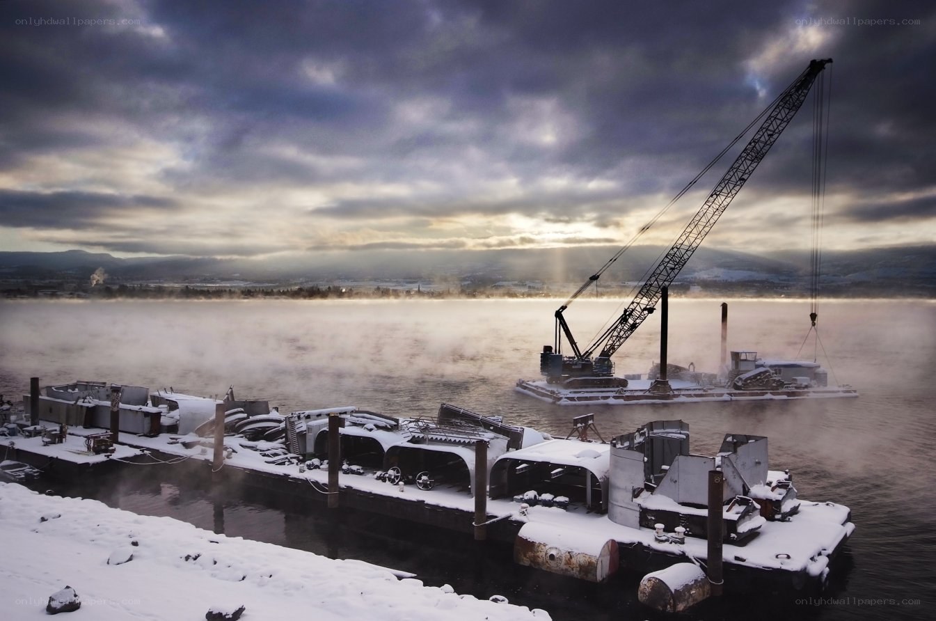 Snowy river construction site