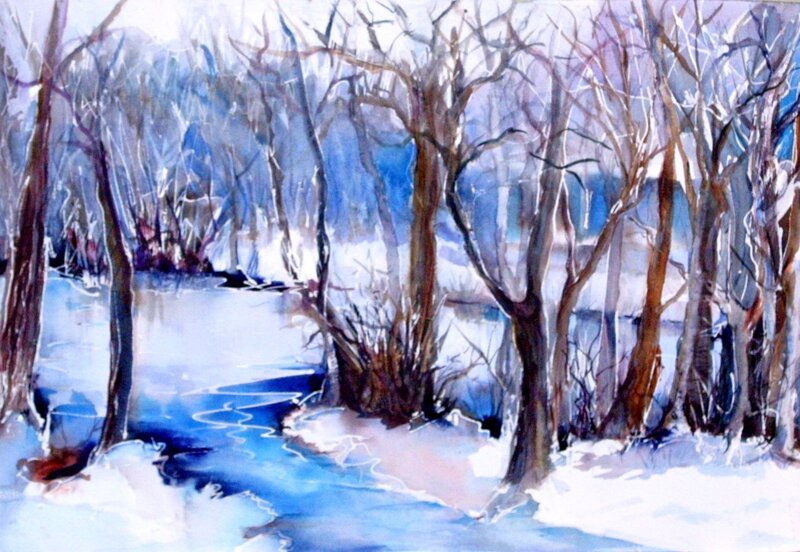 Snowy River in Forest — Blue