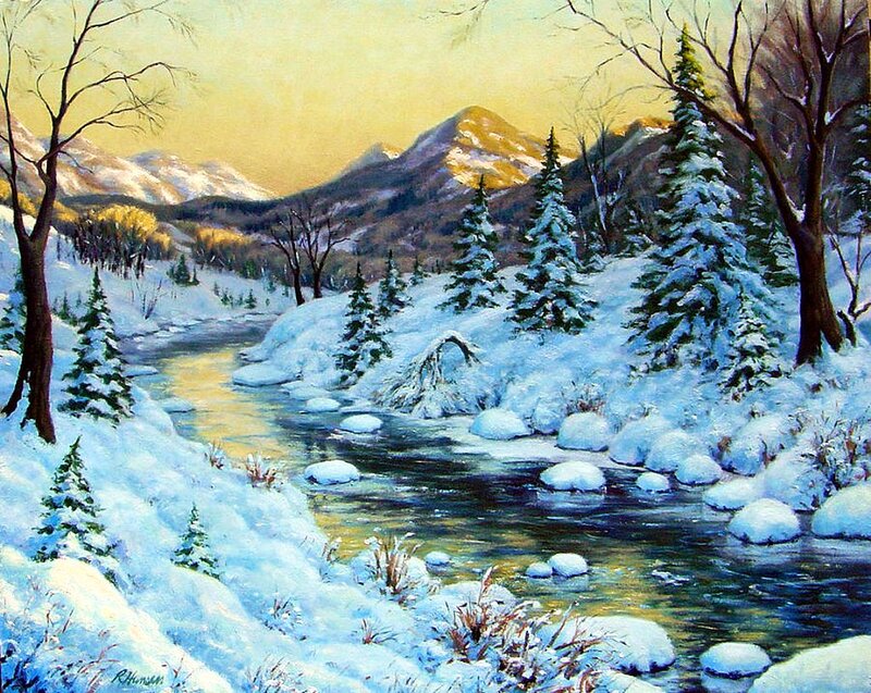 Snowy River in Mountains — White, Serene, Winter